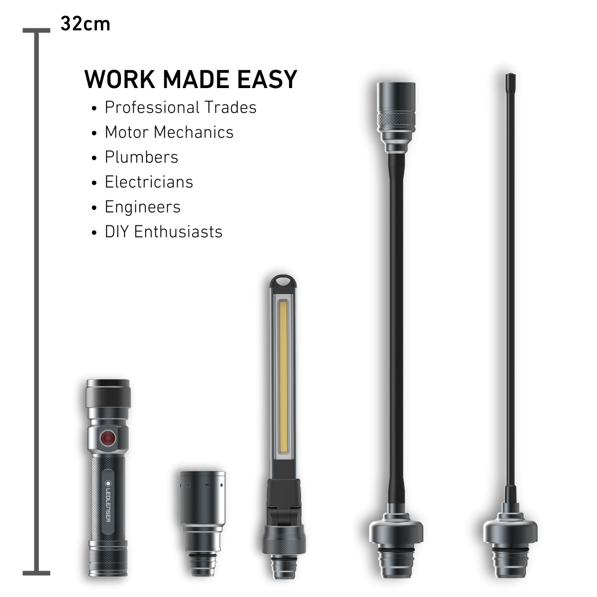 Workers Friend Rechargeable Inspection Light, 4-in-1 Quick Connect