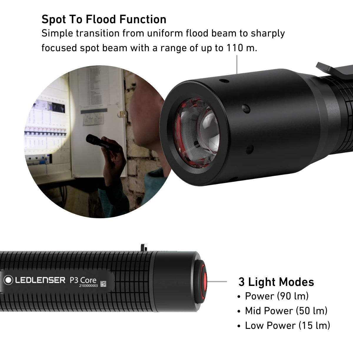 Ledlenser P7R Work | 2020 | Robust LED Torch | Rechargeable Lithium Battery | IP68 | 1200 Lumen | High CRI | Focusable | 240 M Beam Range | 60 Hours Running Time | USB Magnetic Charging Cable And