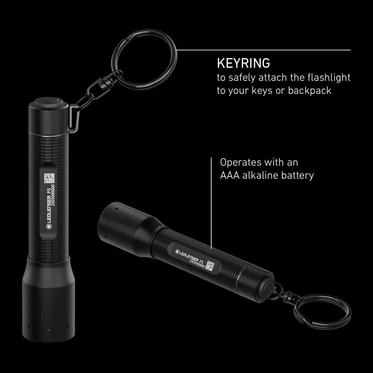 P3 Battery Operated Keyring Torch, 130 Lumens