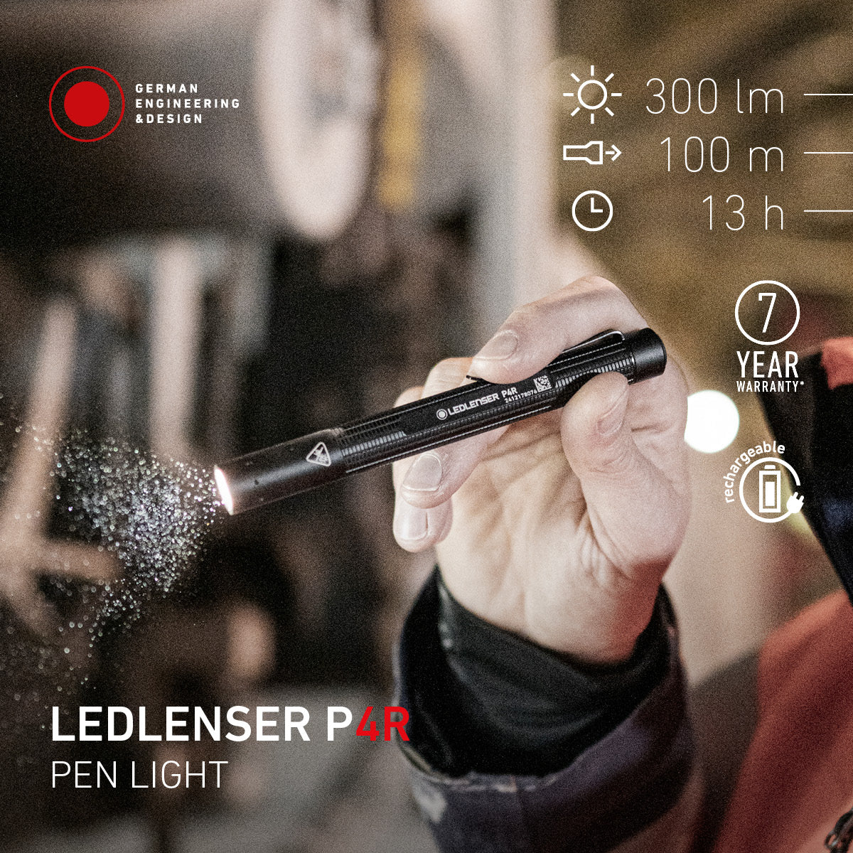 P4R Rechargeable Inspection Torch, 300 Lumens