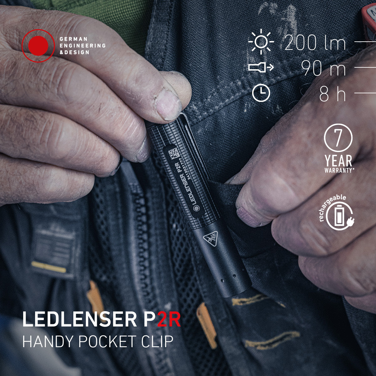 P2R Rechargeable Torch, 200 Lumens