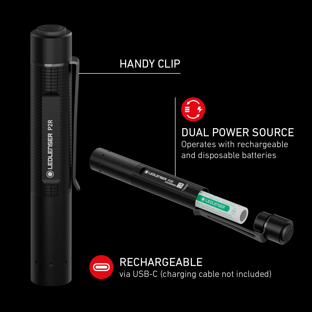P2R Rechargeable Torch, 200 Lumens