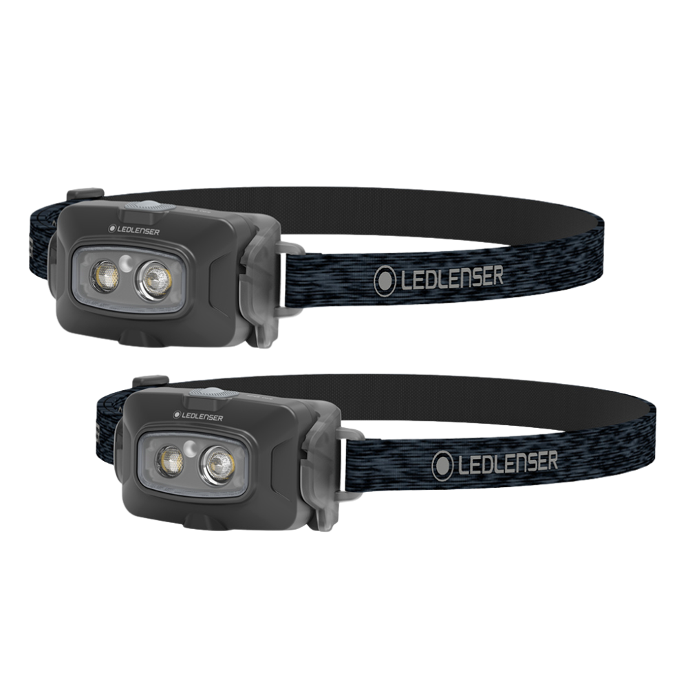 Two LEDLENSER HF4R headtorches on a white background