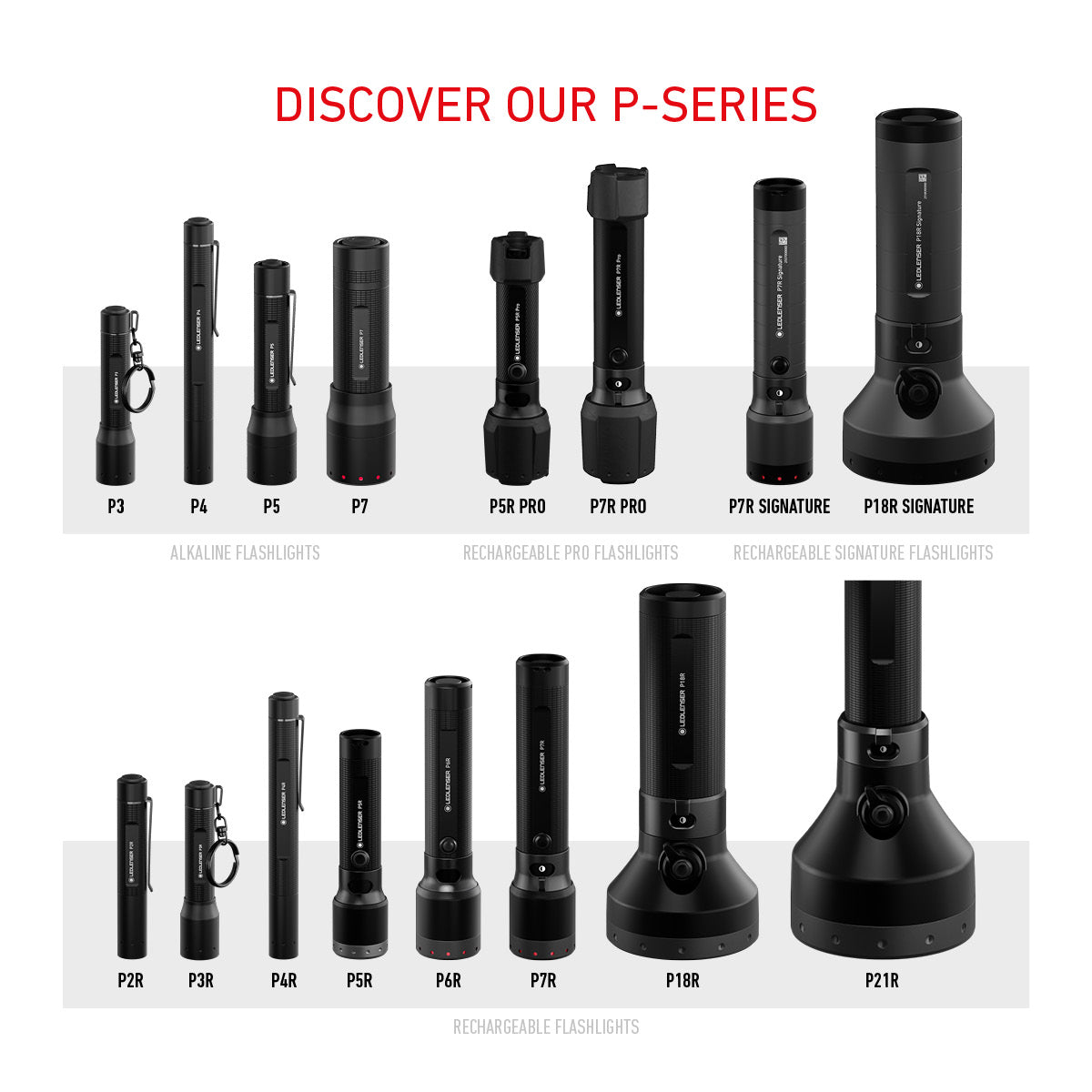 Collection of 2025 P-Series Torches  on a white background with 'Discover Our P-Series' text.