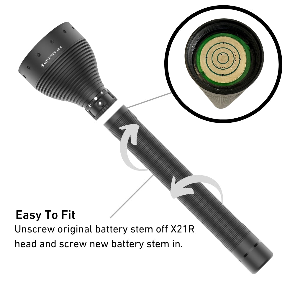 Ledlenser Battery Cartridge Compartment and Battery for X21R Torch