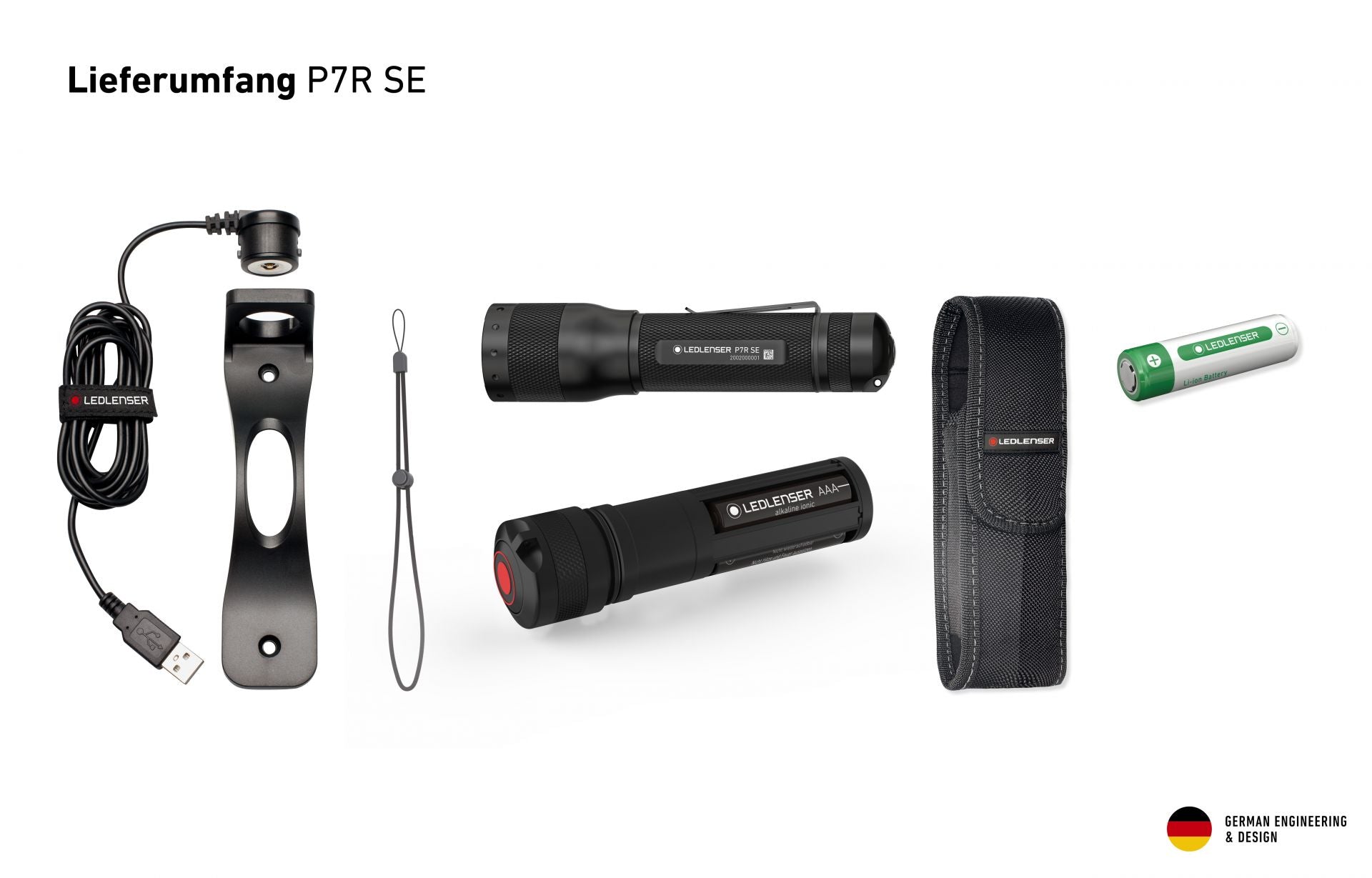 Ledlenser P7 SE Torch – 450 Lumens, AAA Powered, Includes Holster & Batteries