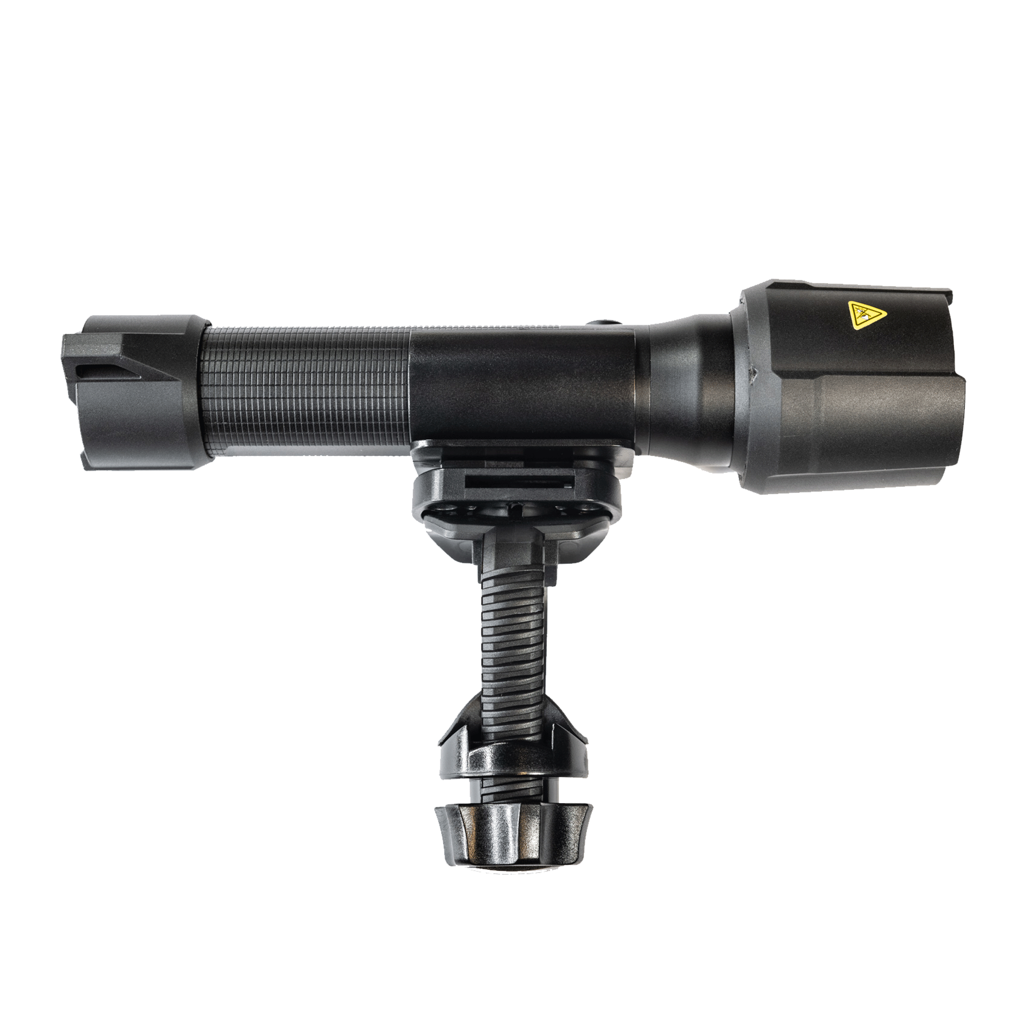 Ledlenser torch connected to mounting bracket on a transparent background
